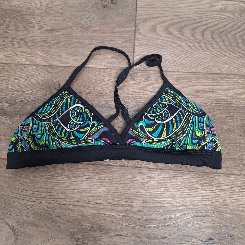 Athleta Black and Multicolor Bikini Top